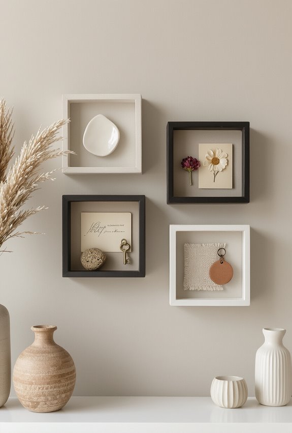 layered keepsake textile shadowboxes