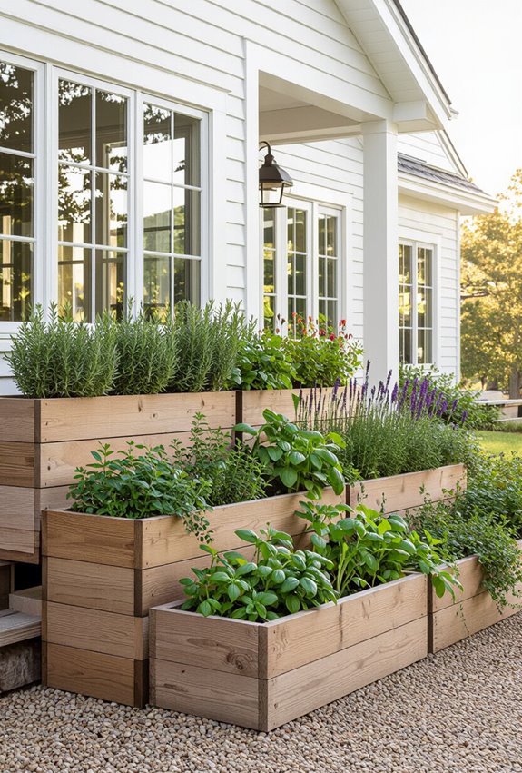 layered mixed herb planters