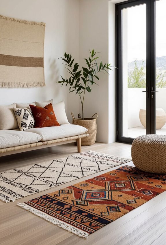 layered moroccan rugs thoughtfully