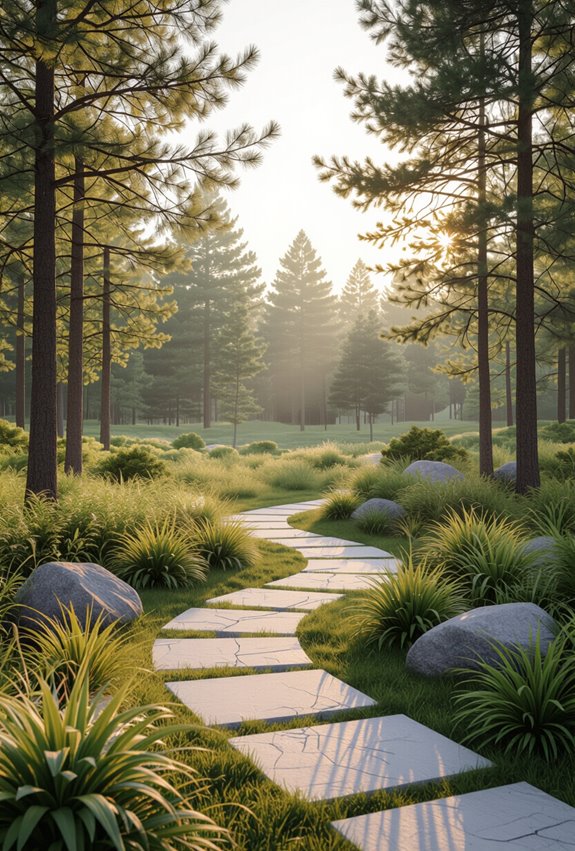 layered native woodland pathways