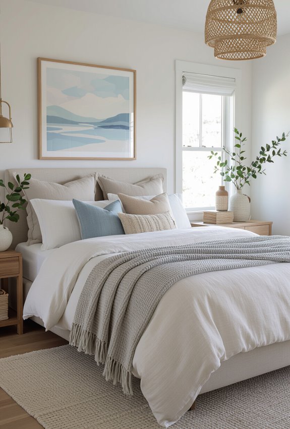 layered neutrals with blues