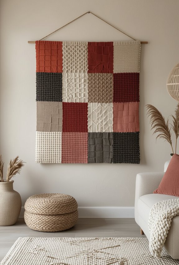 layered patchwork fabric wallhangings