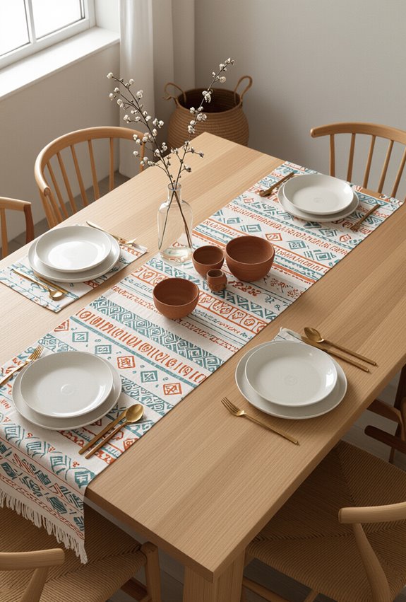 layered patterned linens and runners