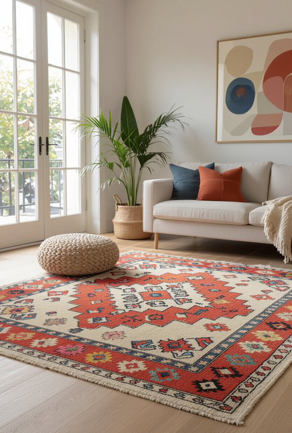 layered patterned rug zones