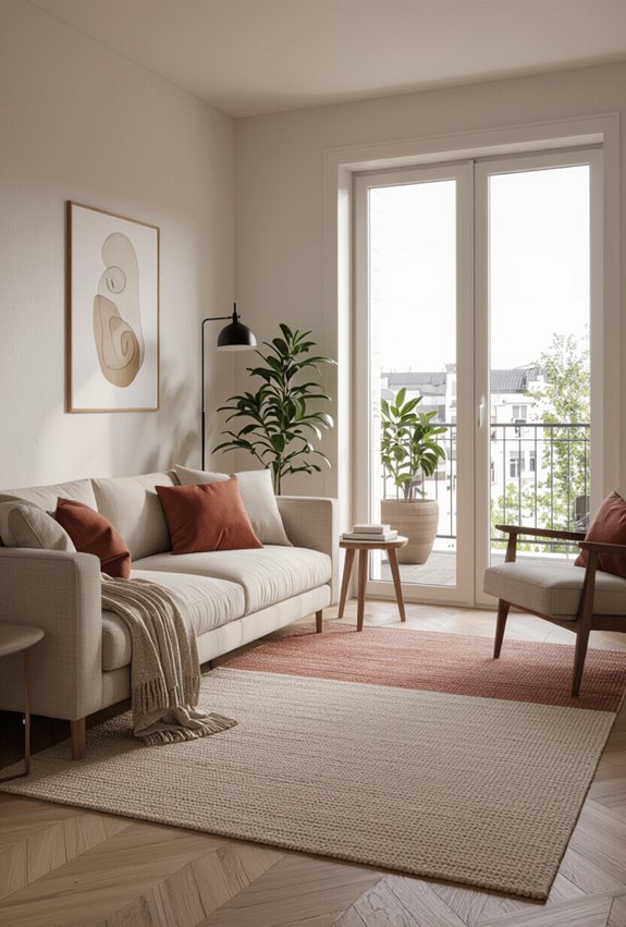 layered rugs create focal interest