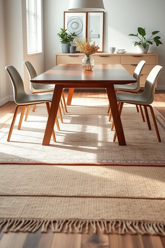 layered rugs for dining