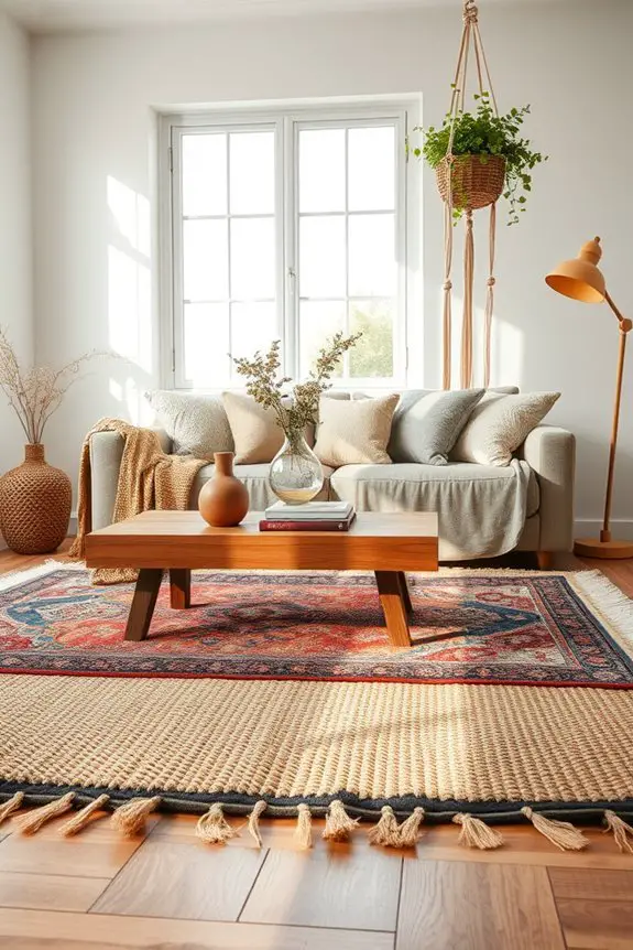 layered rugs for warmth