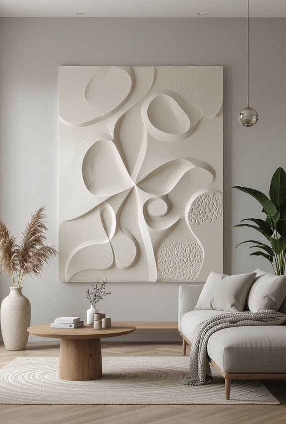 layered sculpted textured plaster