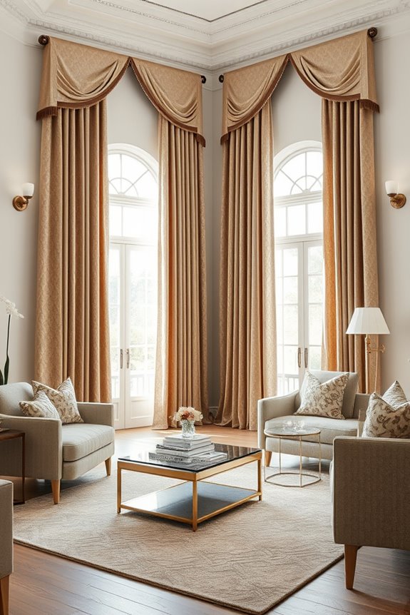 layered sheer and ornate drapes