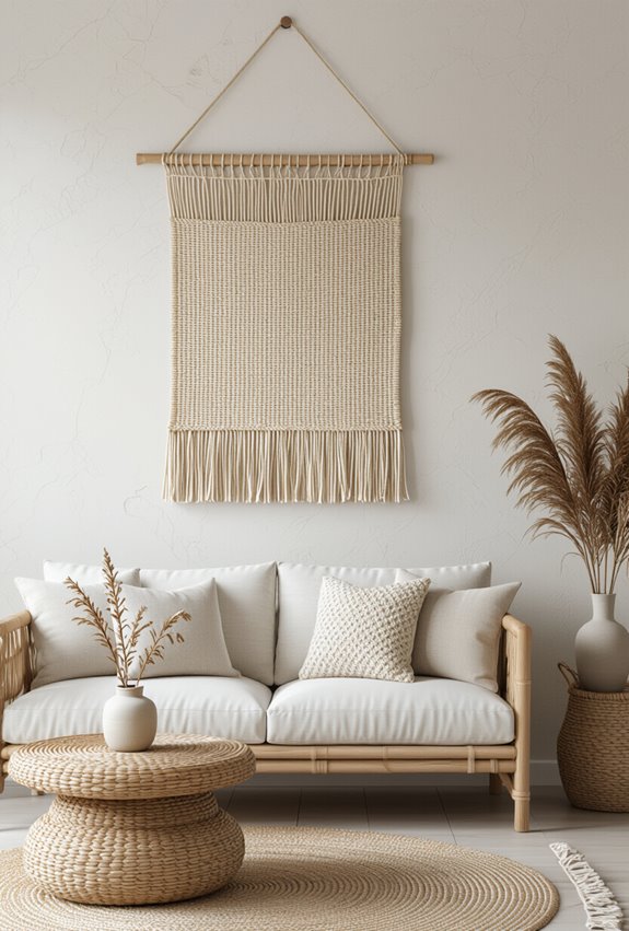 layered tactile woven wallhangings