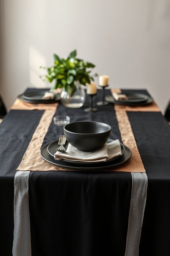layered textile dining decor