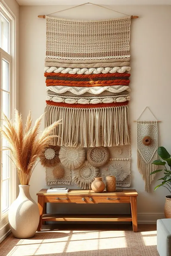layered textile wall art