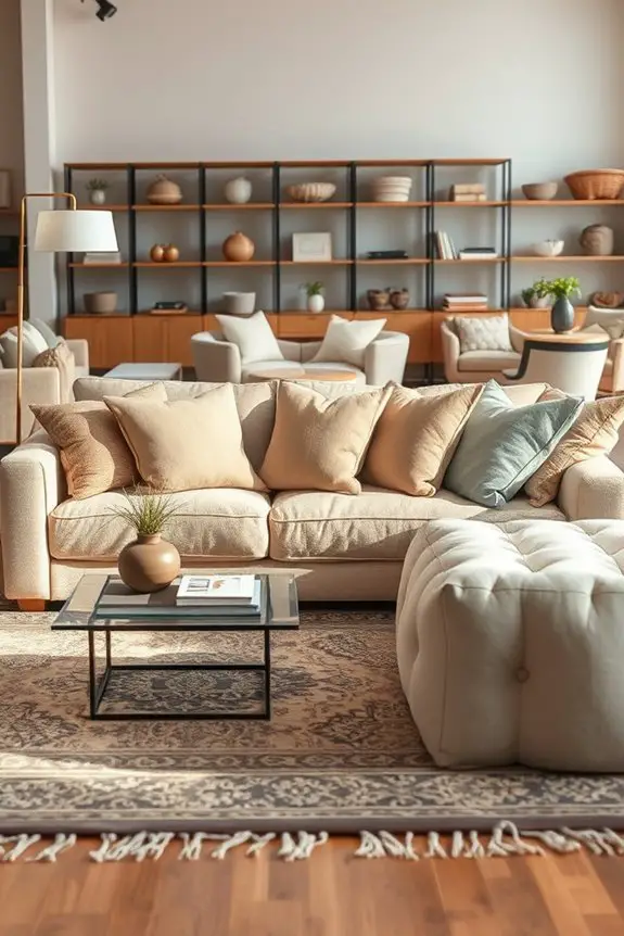 layered textiles enhance showroom ambiance