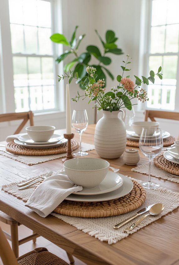 layered textured boho tableware