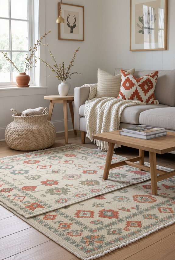 layered textured clashing scale rugs
