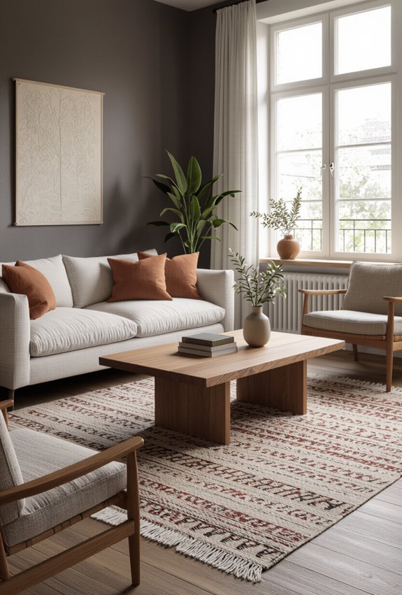 layered textured rugs for warmth