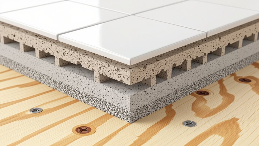 layered tile floor structure