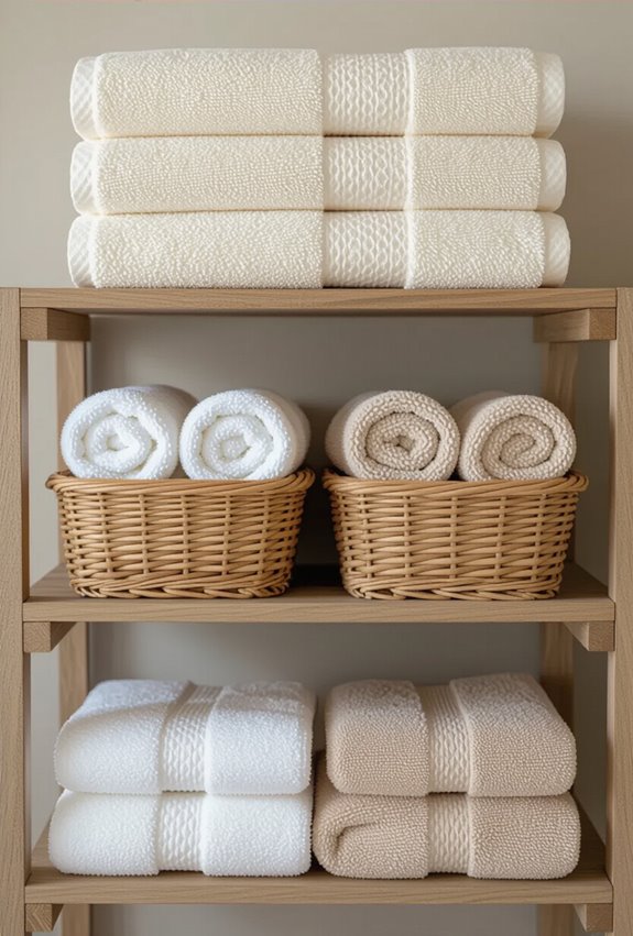 layered towel organization display