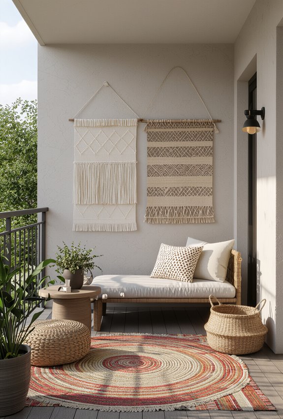 layered weatherproof textile wallart