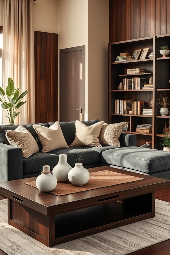 layering textures with dark wood
