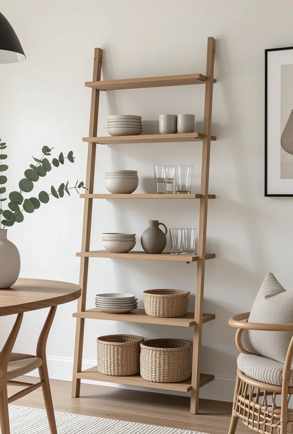 leaning layered display shelving