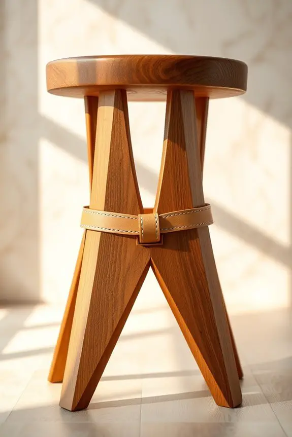 leather straps enhance stool