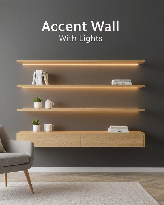 led lit floating shelves