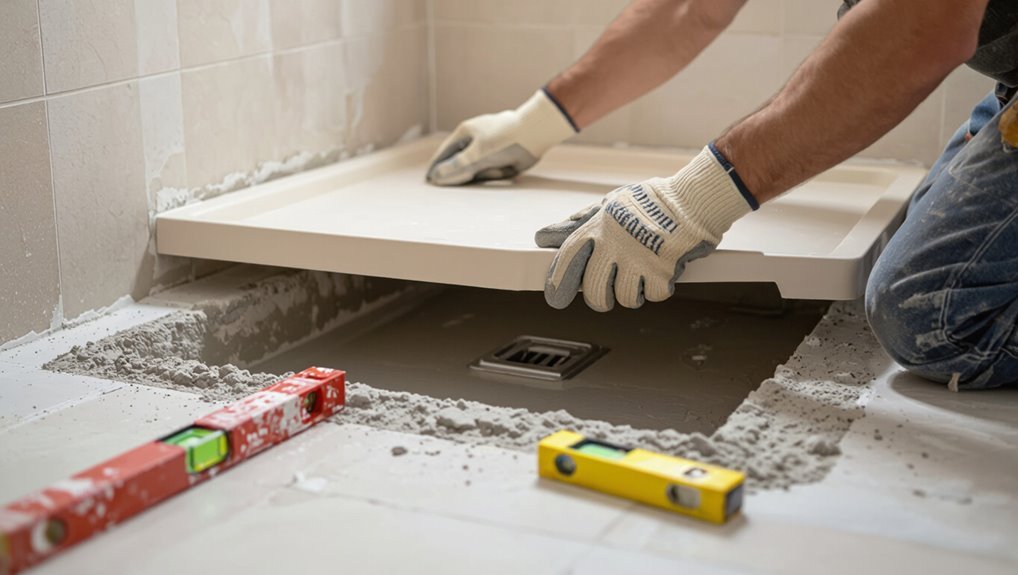 level and secure shower pan