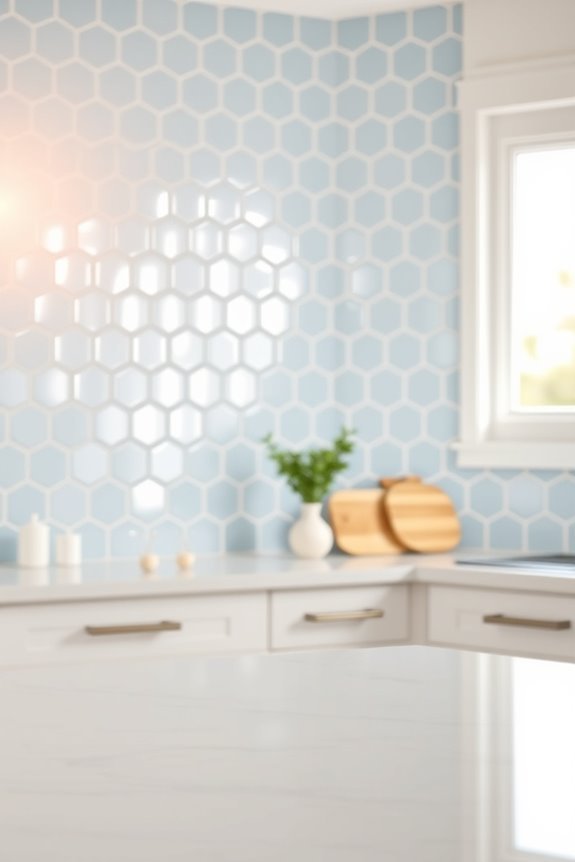 light blue hexagon tiles