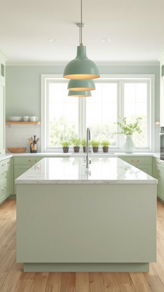 light green kitchen ambiance