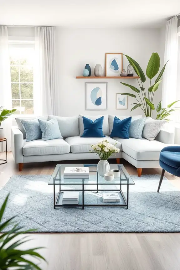 light grey and blue