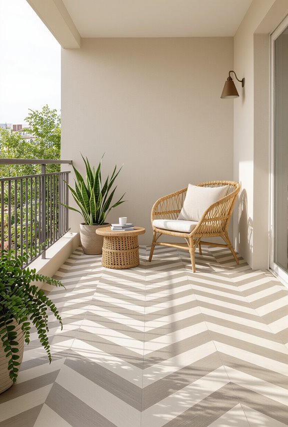light reflective striped balcony flooring
