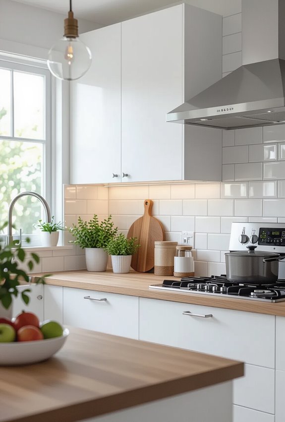 light tiles white grout