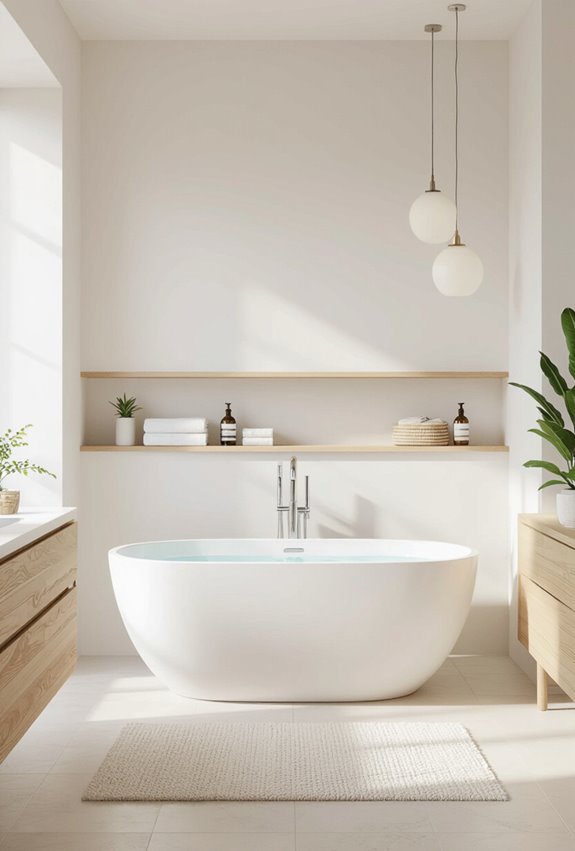 light wood textured bathroom accents