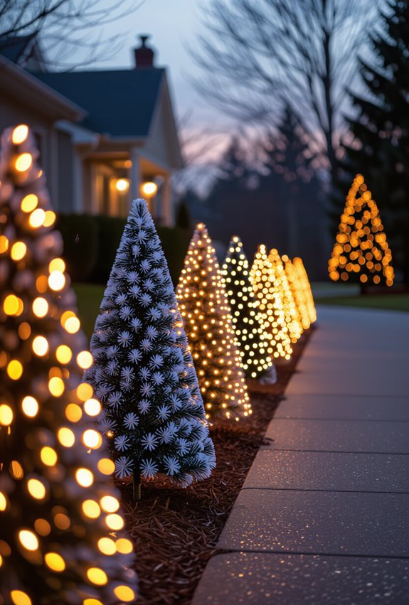 lighted bottle brush trees