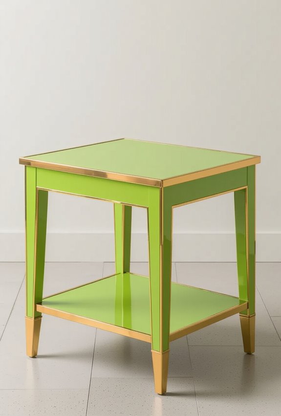 lime lacquered table with gold