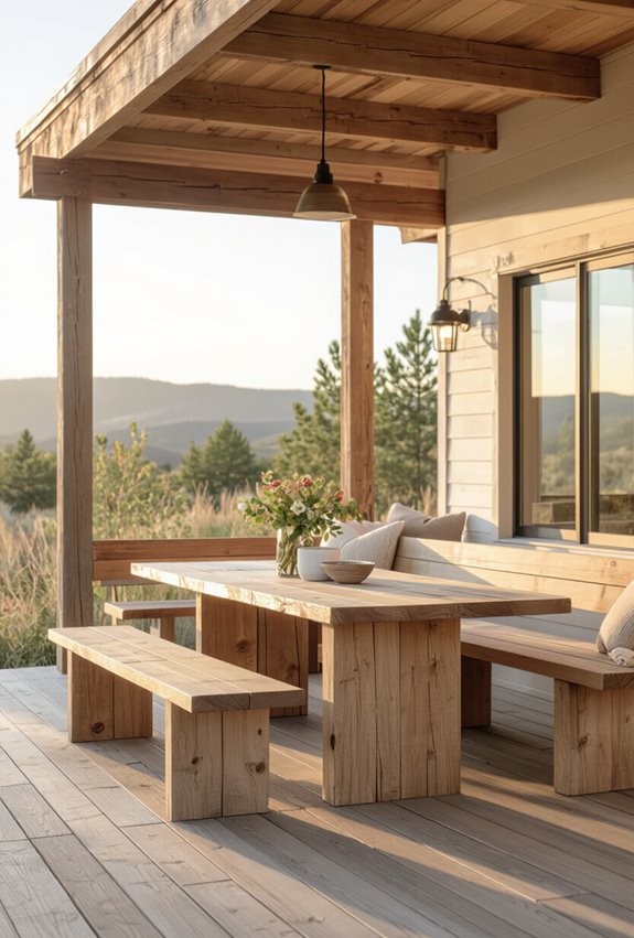 live edge wood benches and tables