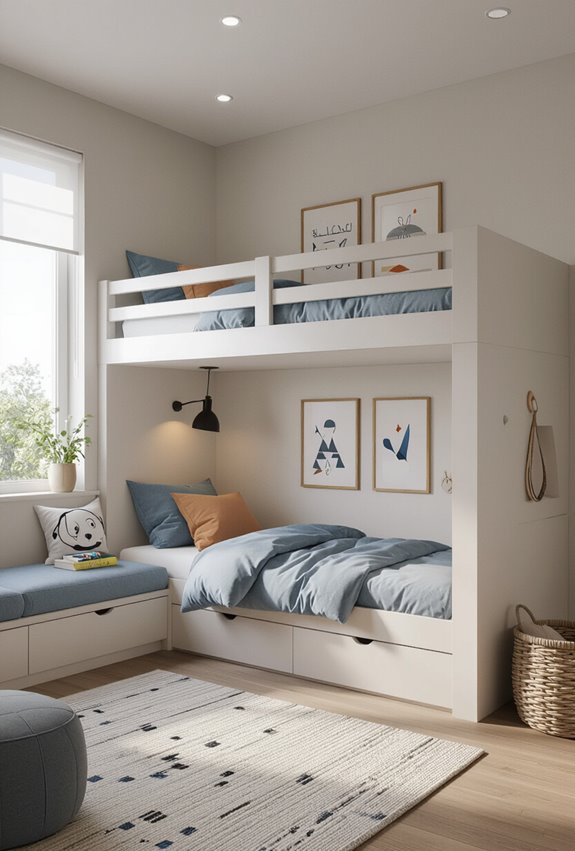lofted bed with desk