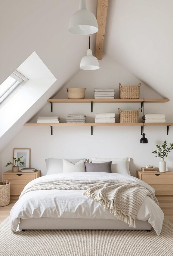 lofted overhead storage shelf