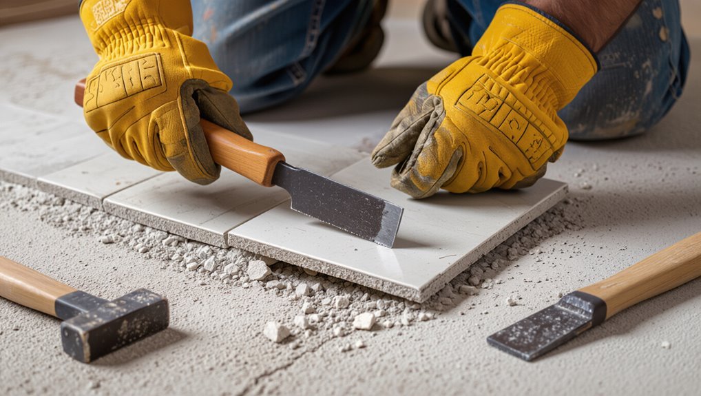 loosen tiles carefully and gently