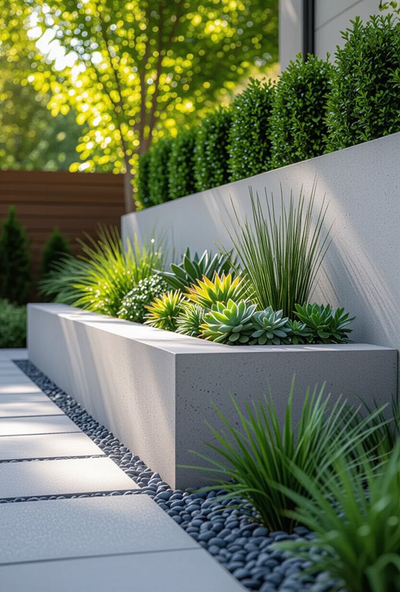 low concrete planter boundary