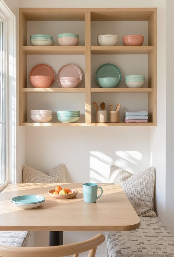 low cubbies with bins