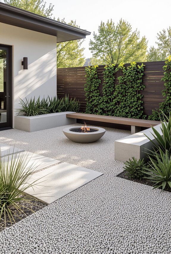 low maintenance gravel patio landscaping