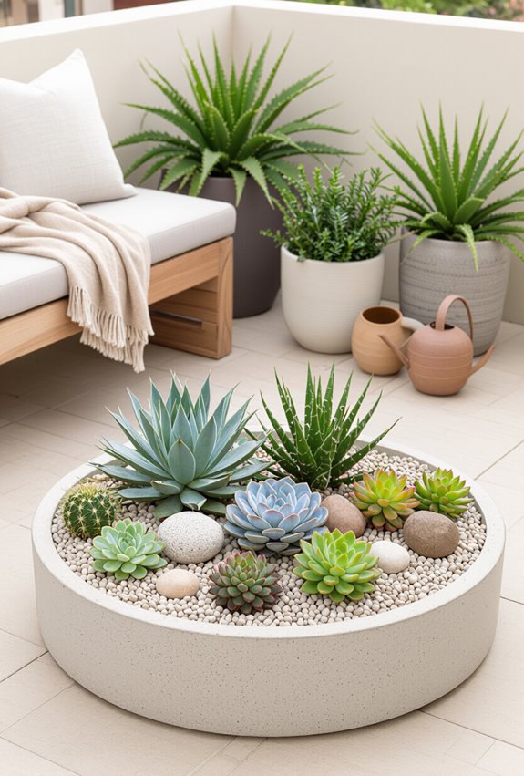 low maintenance layered succulent garden