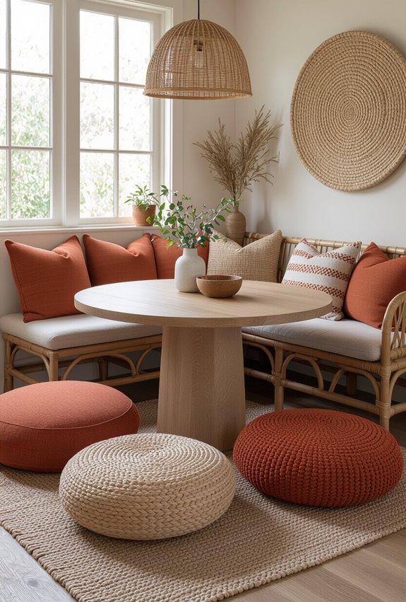 low seated boho dining nook