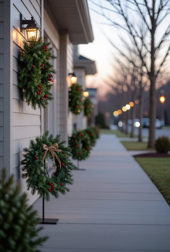low staked led wreaths display