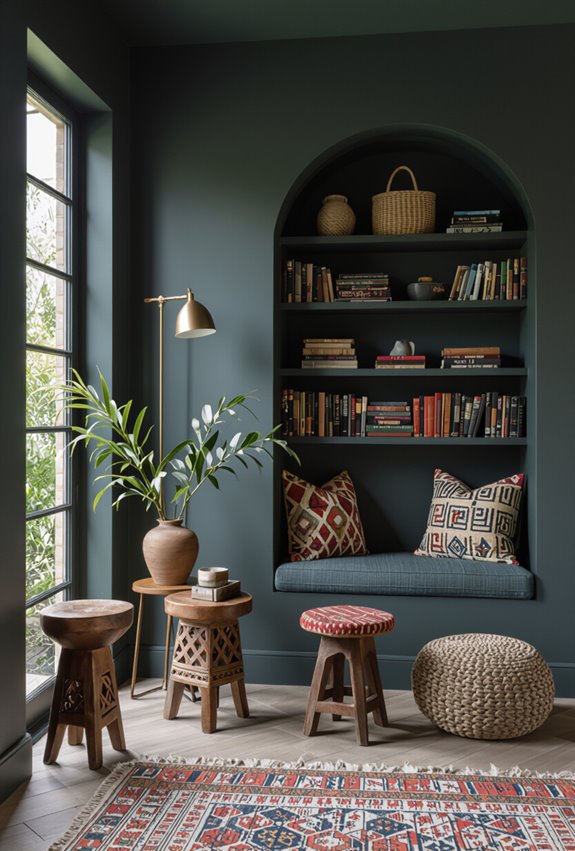 low stool sunny reading nook