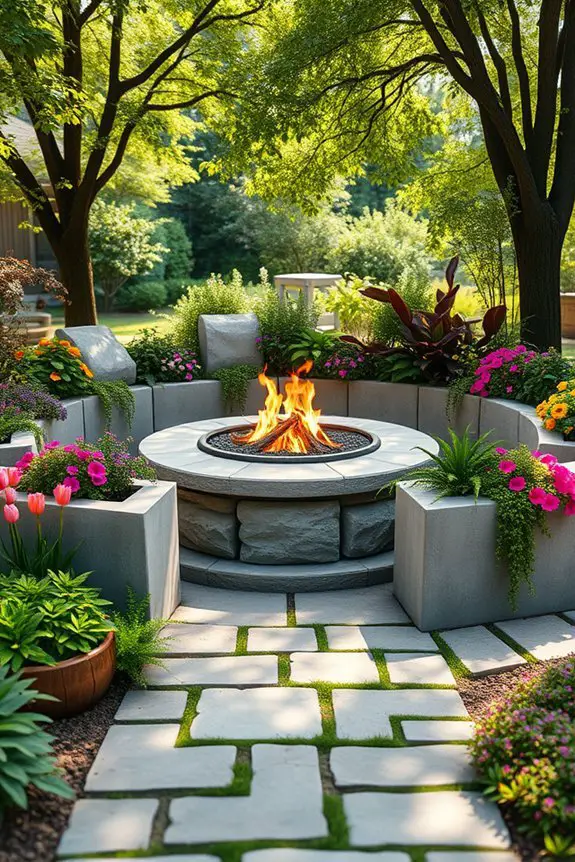 lush fire pit planters