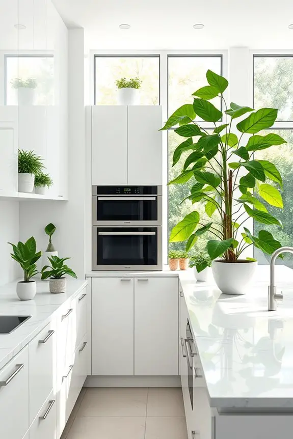 lush greenery enhances kitchen