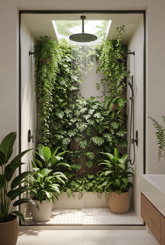 lush humid shower plant oasis